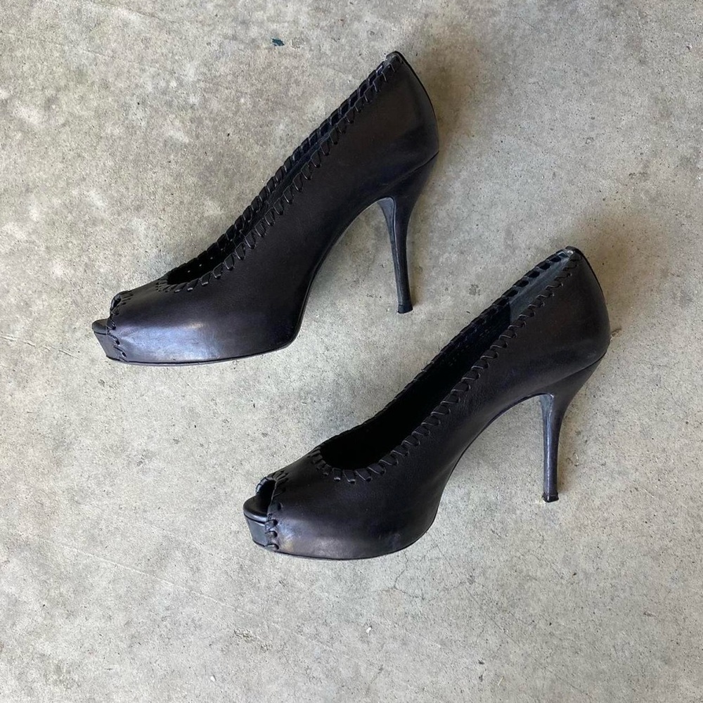 Gucci Black Peep-Toe Heels